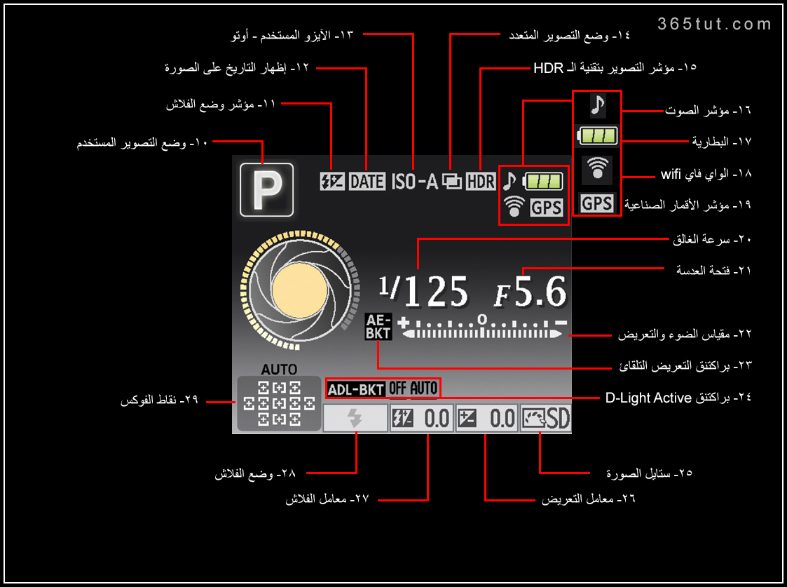 صورة [ دروس تصوير ] الدرس رقم ٢١٩ – بيانات شاشة الكاميرا – نيكون Nikon